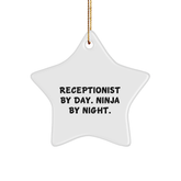 Funny Receptionist Gifts by Day, Star Ornament Ninja by Night, Christmas Unique Gifts from Friends - Image 1